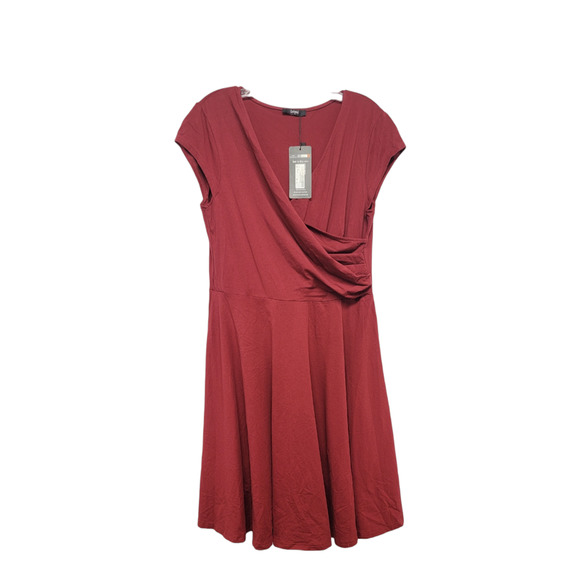 Laksmi Women's Lightweight A Line Dress Cap Sleeve Solid Maroon Size X-Large NWT - Picture 1 of 7